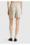 Women's Stone Color 100% Linen Drawstring Pocket Bermuda Shorts - 3