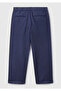 Boy's Navy Blue Linen Blend Curled Leg Relax Fit Trousers - 2