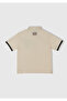 Boy's Ecru Printed Woven Cuff Polo T-Shirt - 3