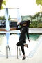 Mira Model Stone Striped Lycra Design Hijab Double Swimsuit Set - 5
