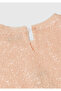 Girl's Crochet Sequined Tulle Lined Back Single Button Short Sleeve Blouse - 3