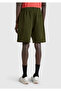 Men's Khaki 100% Cotton Logo Detailed Drawstring Bermuda Shorts - 3