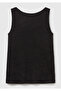 Women's Black 100% Linen Regular Fit Round Neck Undershirt with Side Slits - 4
