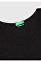 Women's Black 100% Linen Regular Fit Round Neck Undershirt with Side Slits - 5