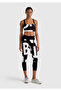 Women's Black Patterned Waist Logo Printed Banded Leggings - 5