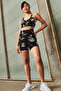 Women's Marble Patterned Short Tights & Bra Set - 4