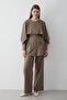 Women's Cape Detailed Lace-Up Tunic & Elastic Waist Pants Set