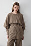 Women's Cape Detailed Lace-Up Tunic & Elastic Waist Pants Set - 4