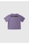 Girl's Purple Smiley World Printed Logo Label T-Shirt - 3