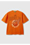 Boy's Orange Slogan Printed Faded Effect T-Shirt