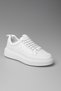 Casual White Men's Sports Shoes Lace-Up Stitching Detail Lightweight Thick High Sole Sneaker 418 - 4
