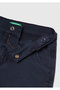 Boy's Navy Blue Distressed Effect Regular Waist Straight Bermuda Shorts - 3