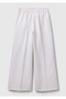 Women's White 100% Cotton Palazzo Trousers with Elastic Back Waist - 4
