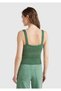 Women's Light Green 100% Cotton Stripe Effect Knitted Relax Fit V-Neck Knitwear Undershirt - 3