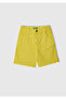 Boy's Yellow Distressed Effect Regular Waist Straight Bermuda Shorts