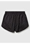 Women's Black Patterned Wide Leg Shorts with Elastic Waist - 4