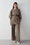 Women's Cape Detailed Lace-Up Tunic & Elastic Waist Pants Set - 2