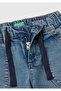 Boy's Light Denim Waist Drawstring Patch Pocket Denim Carrot Pants - 3