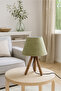 Design Three-Legged Wooden Lampshade Green Fabric