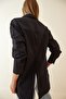 Women's Black Buttoned Back Boyfriend Poplin Shirt Hzl22S-Bd139521 - 3