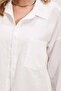 Women's White Single Pocket Oversize Linen Ayrobin Shirt Hzl24S-Bd1201531 - 4