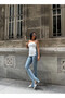 Women's White Side Gathered Double Slit Strapless Blouse Hzl24S-Zk13091 - 4
