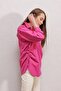 Women's Fuchsia Side Slit Drawstring Shirt Hzl23W-Bd1201321 - 4