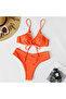 Women's Orange Rope Detailed Lined V-Cut Triangle Bikini Set Hzl24S-Lc2234 - 2