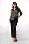 Women's Khaki Lightly Draped Satin Surface Shirt Hzl22w-bd139641 - 2