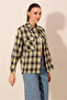Women's Green Black Metal Buttoned Plaid Pattern Cuff Lumberjack Shirt HZL24W-BD139541 - 4