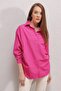 Women's Fuchsia Side Slit Drawstring Shirt Hzl23W-Bd1201321 - 2