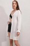 Women's White Sleeve Ruffle Detailed Elastic Loose Kimono HZL23S-BD158821 - 3