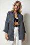 Women's Anthracite Wide Fit Long Basic Shirt Hzl24W-Bd139001