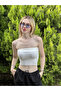 Women's White Folded Strapless Blouse Hzl24S-Zk11301 - 5