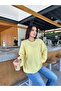 Oversize Loose Soft Textured Ribbed Knitwear Sweater 2623 - Yellow - 4