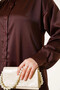 Women's Brown Satin Surface Hijab Shirt Hzl25W-Bd 139641 - 3