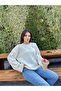 Oversize Loose Soft Textured Ribbed Knitwear Sweater 2623 - Ecru - 4