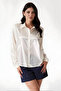 Women's Cream Lightly Draped Satin Surface Shirt Hzl22w-bd139641 - 3