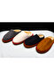 Women's Navy Blue House Slippers. Colorful Scalloped Patterned Slippers with Fur Inside. - 3