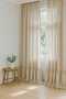 Natural Vintage Linen Curtain with Ruffled Hem (Width X Length)-Single Panel-Without Pleats