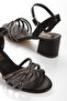 Black Women's Stone-Embellished Evening Shoes and Bag Set - 7