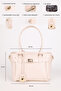 Women's Cream Belt and Lock Charm Detailed Zipper Closure Hand and Shoulder Bag Lotus - 5