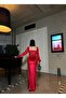 Single Breasted Stone Glitter Velvet Evening Dress Red 583116 - 4