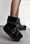 Daily Women's Black Snow Boots with Fur and Laces, Mother and Daughter Style, Comfortable Lined, Thick Sole 327