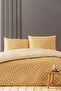Waves 100 Cotton, Double Sided, Modern, Breathable, Geometric Double Duvet Cover - Mustard/Ecru - 2
