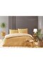 Waves 100 Cotton, Double Sided, Modern, Breathable, Geometric Single Duvet Cover - Mustard/Ecru - 3