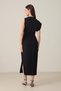 Black One Shoulder Detailed Full Fit Long Dress - 6