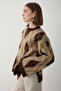 Women's Brown Oversize Argyle Patterned Knitwear Sweater - 6