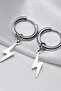 Perforated Trend Lightning Model Dangle Men'S/Women's Steel Gray Earrings 1 Piece - 2