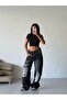 Black Wide Leg Jeans with Extreme Ripped Detail - 3